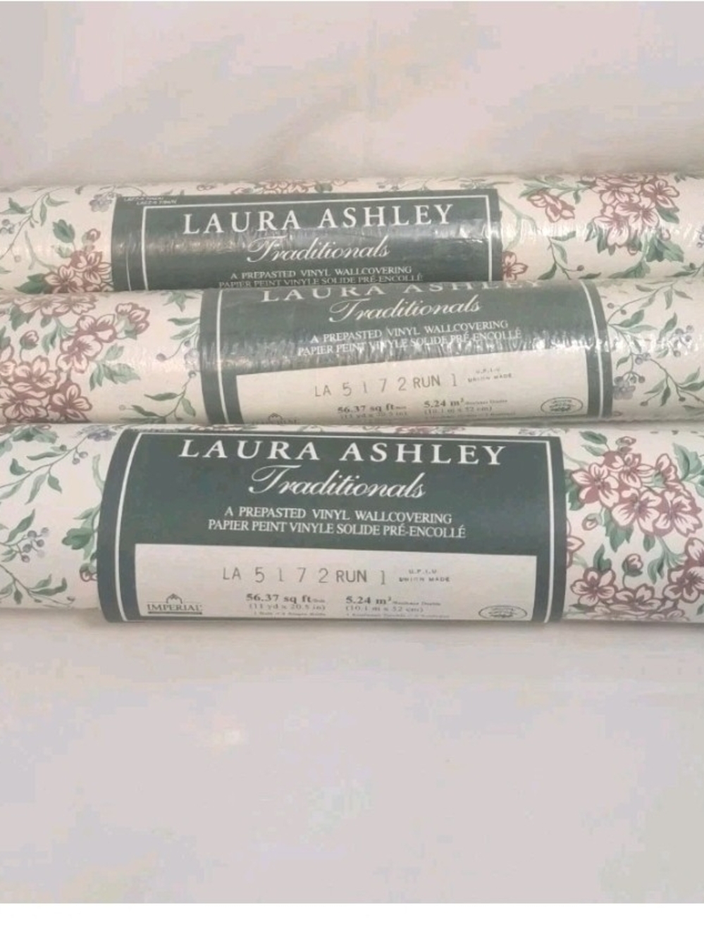 VTG Laura Ashley Wallpaper Double Roll LA 5172 Run 1-56.37 sq ft Each-LOT OF 3